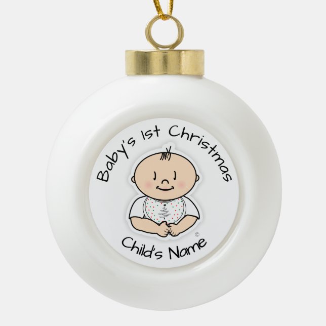 Baby's 1st Christmas Boy Ornament - Customizable (Front)