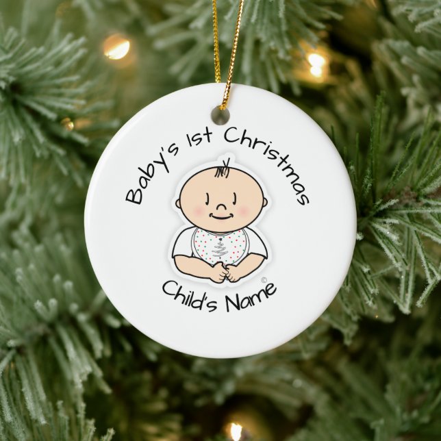 Baby's 1st Christmas Boy Ornament - Customizable (Tree)