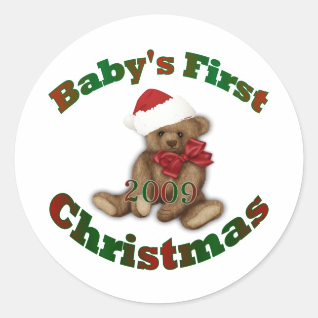 Babys 1st Christmas Classic Round Sticker (Front)