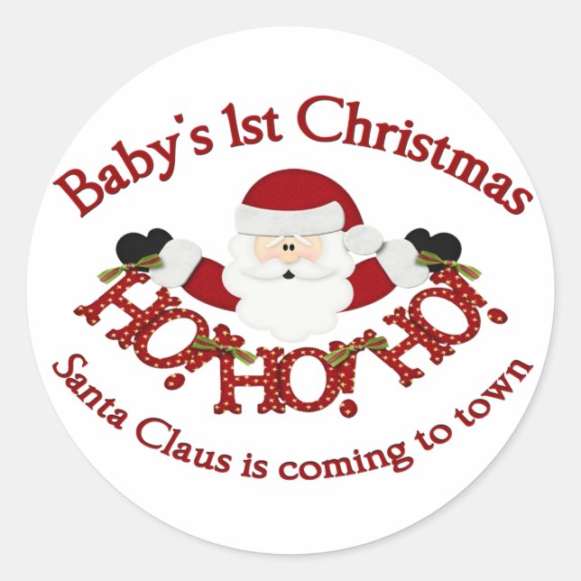 Babys 1st Christmas Classic Round Sticker (Front)