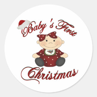 Babys 1st Christmas Classic Round Sticker