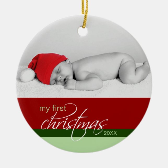 Baby's 1st Christmas Custom Ornament (red) (Front)