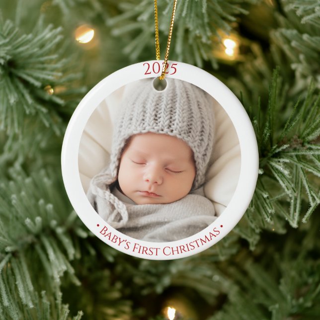 Babys 1st Christmas Custom Two Side Photo Ornament (Tree)