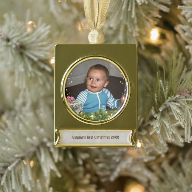 Baby's 1st Christmas (customizable) Metal Ornament (Tree)