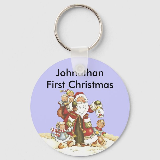 Baby's 1st Christmas Cute Santa Kids Keychain (Front)