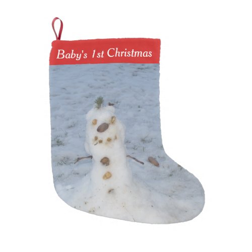 Babys 1st Christmas Cute Small Nature Snowman Small Christmas Stocking