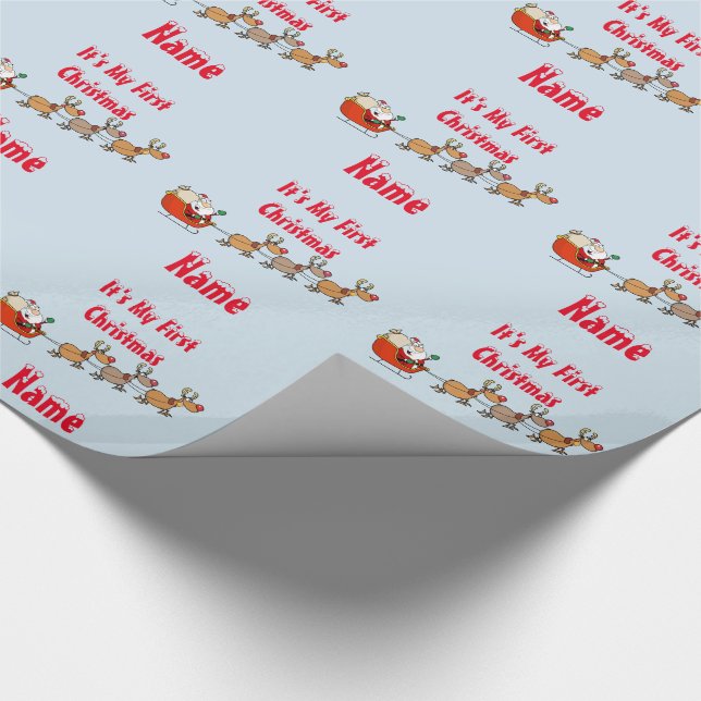 Babys 1st Christmas GIFTWRAP Funny Personalized Wrapping Paper (Corner)