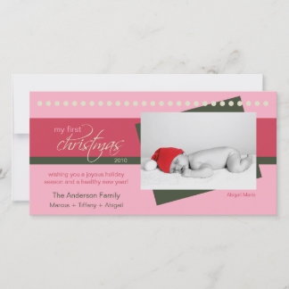 Baby's 1st Christmas Holiday Photocard (pink) Card