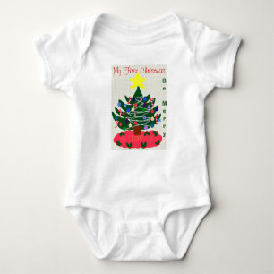 Baby's 1st Christmas Joy Christmas Tree Baby Bodysuit