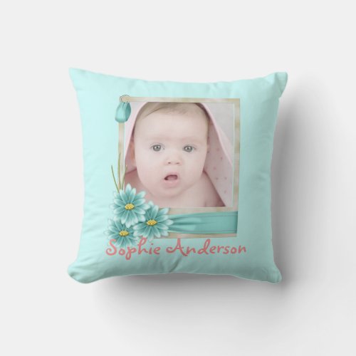 Babys 1st Christmas new  Baby Photo Throw Pillow