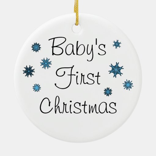 Baby's 1st Christmas Ornament blue snowflake poem | Zazzle