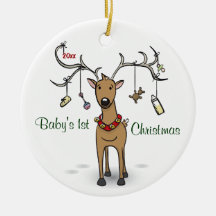 Baby's 1st Christmas Ornament - Reindeer Photo