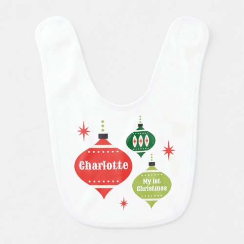 Babys 1st Christmas Ornaments Personalized Baby Bib