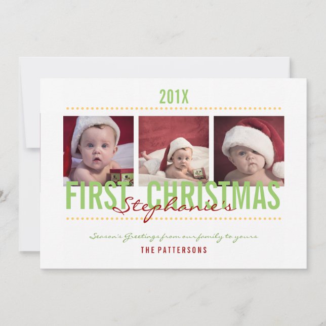 Baby's 1st Christmas Photo Card for Baby (Front)
