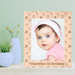 Baby's 1st Christmas Photo | Cute Snowman Pattern Engraved Frames<br><div class="desc">A cute etched photo frame featuring a christmas snowman pattern and "Charlotte's 1st Christmas" at the bottom. To change the text click on the personalize button. Contains A.I.</div>