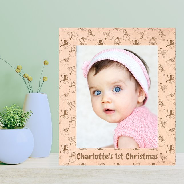 Baby's 1st Christmas Photo | Cute Snowman Pattern Engraved Frames (Living Room)