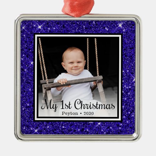 Babys 1st Christmas Photo Metal Ornament