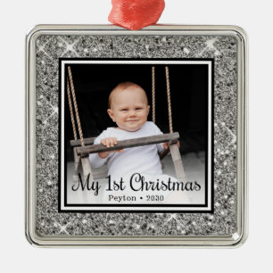 Baby's 1st Christmas Photo Metal Ornament
