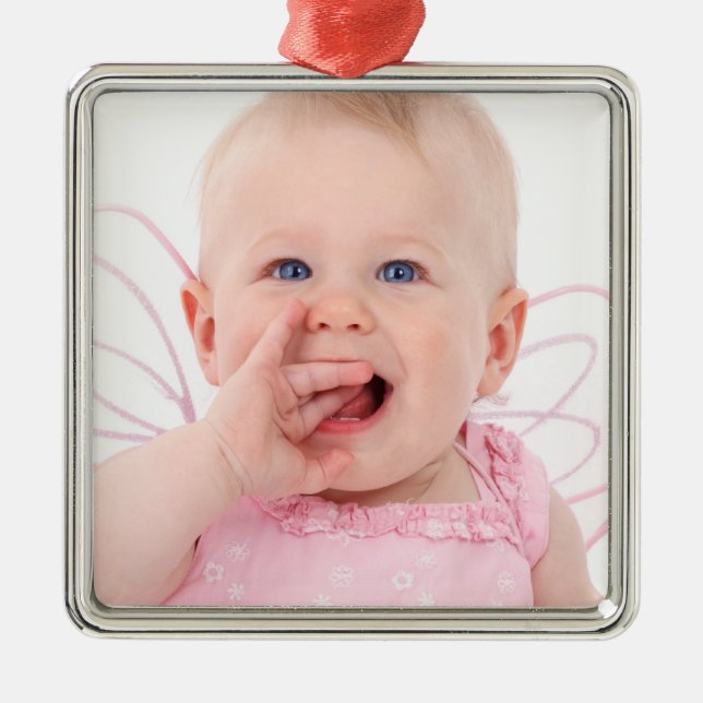 Baby's 1st Christmas Photo Metal Ornament (Front)