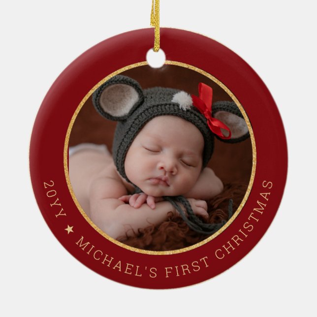 Baby's 1st Christmas Religious Madonna & Child Ceramic Ornament (Back)