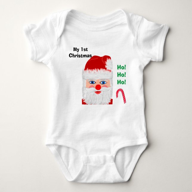 Baby's 1st Christmas Santa Claus Baby Bodysuit (Front)