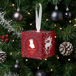 Baby's 1st Christmas Scandinavian Nordic Reindeer Cube Ornament