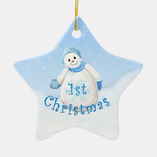 Babys 1st Christmas Snowman Star Ornament