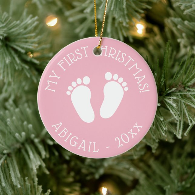 Baby's 1st Christmas tree cute footprints ornament (Tree)