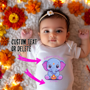 Baby's 1st Diwali with cute elephant Baby Bodysuit
