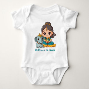 Baby's 1st Diwali with cute elephant Baby Bodysuit