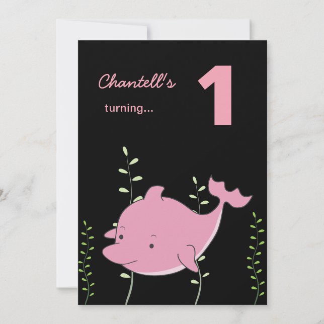Baby's 1st Dolphin Under the Sea Birthday Invite (Front)