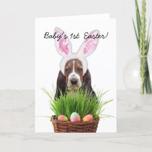 Baby's 1st Easter Basset Hound Holiday Card