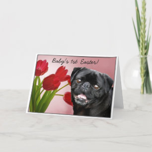Baby's 1st Easter Black pug card