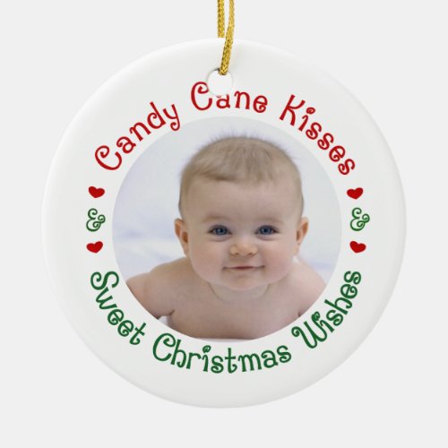 Babys 1st First Christmas Holiday Photo Gift Ceramic Ornament