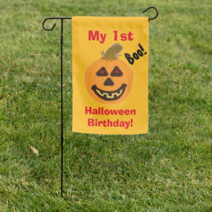 Baby's 1st Halloween Birthday Pumpkin Ghost Garden Flag