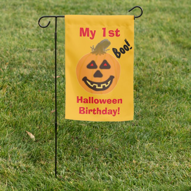 Baby's 1st Halloween Birthday Pumpkin Ghost Garden Flag (In SItu)