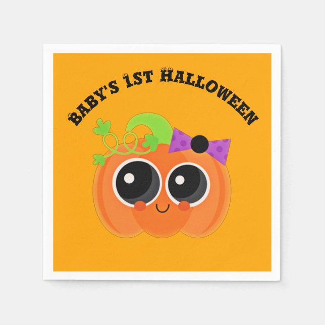 Babys 1st Halloween Little Pumpkin Napkins (Front)