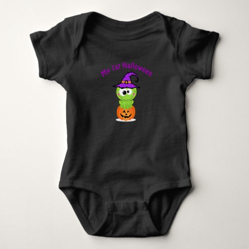 Babys 1st Halloween Little Witch Frog Baby Bodysuit