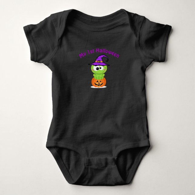 Baby's 1st Halloween Little Witch Frog Baby Bodysuit (Front)