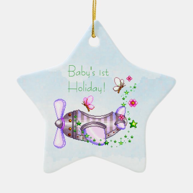 Baby's 1st Holiday Airplane Ornament (Front)