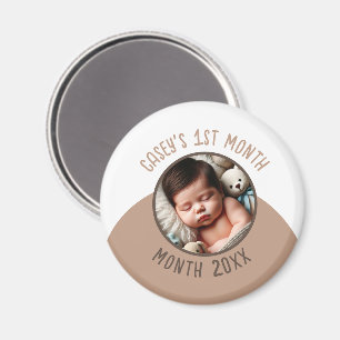Baby's 1st Month Custom Photo Add Name and Year Magnet