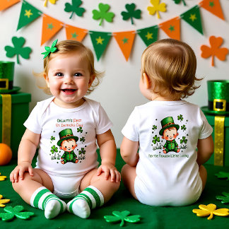 Baby's 1st St. Patrick's Day, Leprechaun in Train Baby Bodysuit