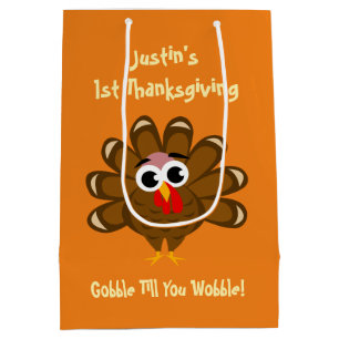 Baby's 1st Thanksgiving Day party personalized Medium Gift Bag