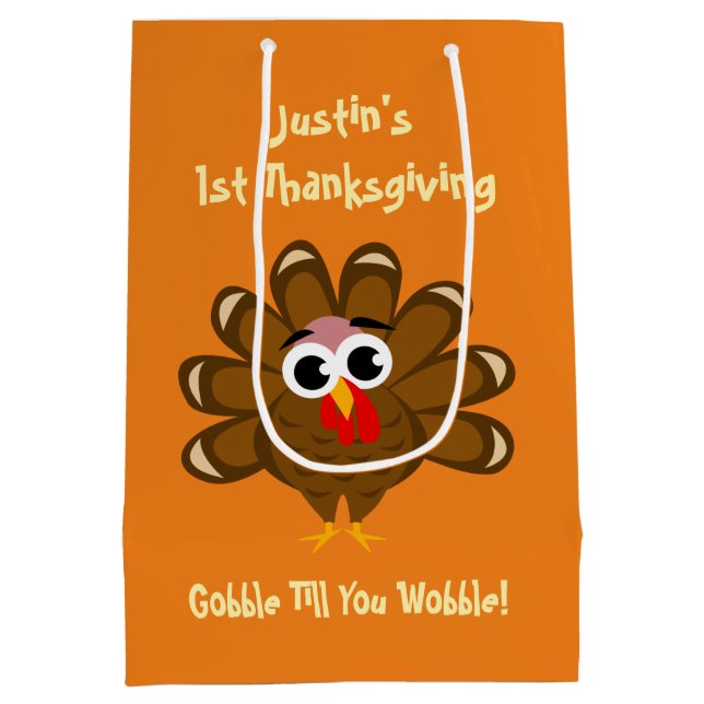 Baby's 1st Thanksgiving Day party personalized Medium Gift Bag (Back)