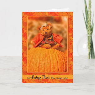 Baby's 1st Thanksgiving Sweet Teddy Bear Holiday Card