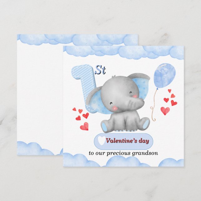 Baby's 1st Valentine's Day Card for Boy (Front/Back)