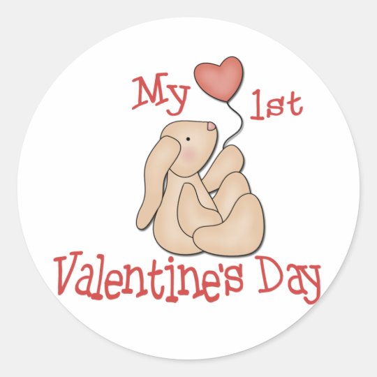 Baby's 1st Valentine's Day Classic Round Sticker
