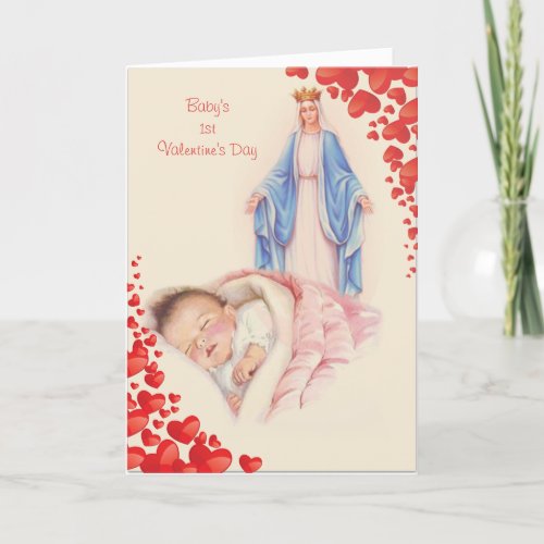 Babys 1st Valentines Day Religious Virgin Mary Card