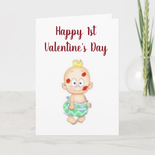 BABYS 1st VALENTINES DAY SWEETNESS  LOVE Holiday Card