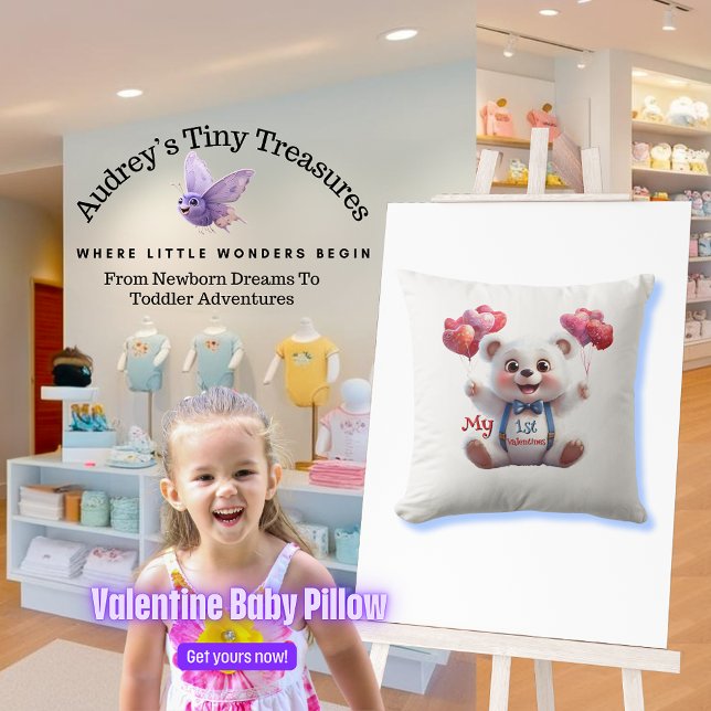 Baby's 1st Valentines Day Throw Pillow (Creator Uploaded)